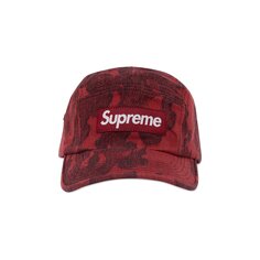 Жаккардовая джинсовая кепка Supreme Flames Washed Red