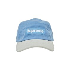 Замшевая кепка Supreme с козырьком, светло-голубая