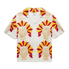 Рубашка с короткими рукавами Bode Foliage Appliqué, Коричневый/Многоцветный