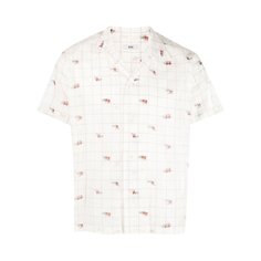 Прозрачная рубашка с короткими рукавами Bode светло-коричневого цвета, Белый/Многоцветный
