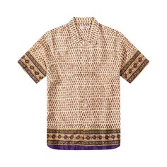 Рубашка с короткими рукавами Bode Micro Fleur, цвет Золотой/Многоцветный