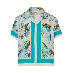 Рубашка с коротким рукавом Bode Niagara Souvenir, Белый/Многоцветный