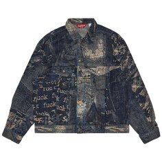 Джинсовая жаккардовая куртка Supreme Archive, цвет Синий