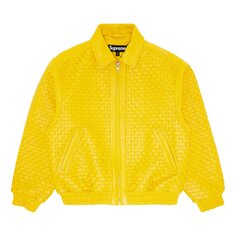 Университетская тканая кожаная куртка Supreme, цвет Желтый