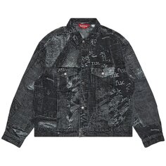 Джинсовая жаккардовая куртка Supreme Archive, цвет Черный