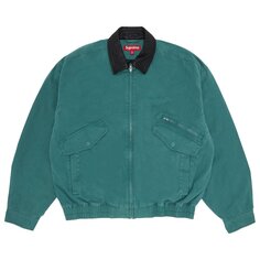 Куртка Supreme с кожаным воротником, цвет Зеленый