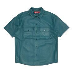Кожаная рабочая рубашка Supreme с короткими рукавами, Dusty Teal