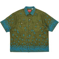 Рубашка с короткими рукавами и вышивкой Supreme Nouveau, цвет Оливковый
