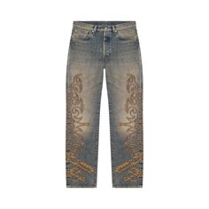 Джинсы Levis x Denim Tears Western Stitch 501 Worn Indigo