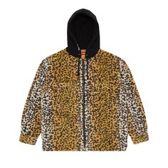 Флисовая рубашка на молнии с капюшоном Supreme, цвет Коричневый леопард