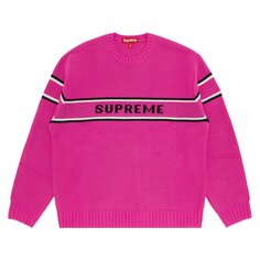 Свитер с полосками на груди Supreme, цвет Розовый