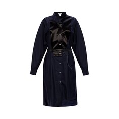 Кожаный ремень Loewe Asym для платья-рубашки, темно-синий