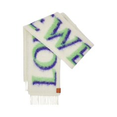 Шарф Loewe из смесовой шерсти с принтом, цвет Белый/Зеленый