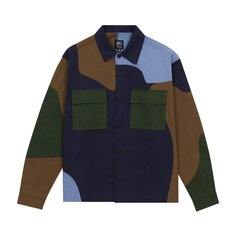 Куртка-рубашка в стиле милитари Brain Dead в стиле пэчворк темно-синего цвета