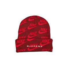 Красная шапка с жаккардовым логотипом Supreme x Nike