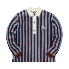 Комфортная полосатая рубашка-поло Maison Kitsuné Небесно-голубой/Фундук