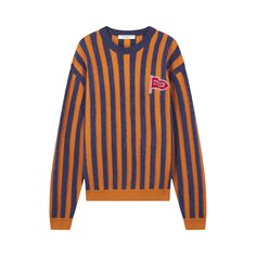 Комфортный полосатый свитер Maison Kitsuné Чернильный синий/Горчичные полосы