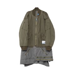Многослойное нижнее пальто в стиле милитари Maison Mihara Yasuhiro цвета хаки