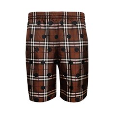Burberry Шелковые шорты в винтажную клетку в горошек, цвет Темная береза/Коричневый узор