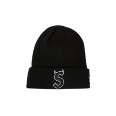 Шапка-бини с логотипом Supreme x New Era S, цвет Черный