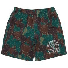 Баскетбольные шорты Supreme x Hardies с камуфляжным принтом, зеленые