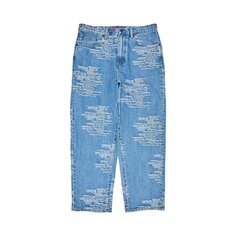Жаккардовые мешковатые джинсы Supreme торговой марки Washed Blue