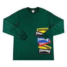 Футболка с длинными рукавами и мульти-логотипом Supreme x Thrasher, темно-зеленая