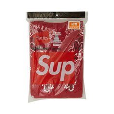 Футболки-банданы Supreme x Hanes без тегов (2 шт.), красные