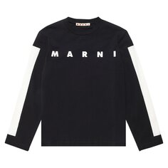 Детская футболка с длинным рукавом и принтом логотипа Marni Kids, цвет Черный