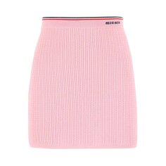 Мини-юбка Miu Miu из вискозы с логотипом, цвет Розовый