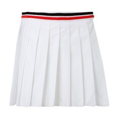 Мини-юбка из плиссированного поплина с вышитым логотипом Miu Miu, цвет Белый