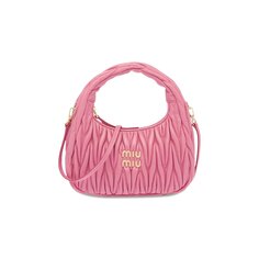 Мини-сумка-хобо из кожи наппа Miu Miu Wander Matelasse Begonia Pink