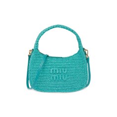 Сумка Miu Miu с ручкой сверху, связанная крючком, Jade Green