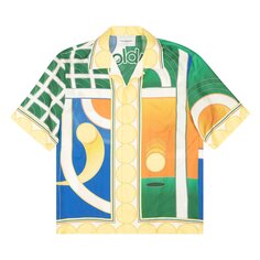 Рубашка с короткими рукавами и кубинским воротником Casablanca, Многоцветный
