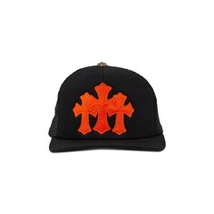 Эксклюзивная кепка дальнобойщика Chrome Hearts St. Barths Cemetery Cross, цвет черный/оранжевый