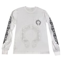 Рубашка Chrome Hearts с длинными рукавами и цветочным принтом, цвет Белый/Черный