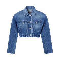 Укороченная джинсовая куртка Versace, цвет Средний синий