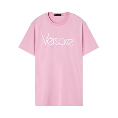 Versace Футболка из джерси 80-х с вышивкой, цвет Розовый/Белый
