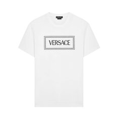 Компактная футболка Versace с вышитым логотипом Оптический белый