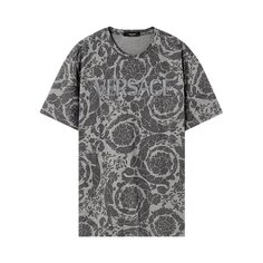 Versace Компактная футболка с принтом Baroque, Medium Grey Melange/Black