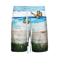 Пляжные шелковые шорты Nahmias Butterfly, Синий/Разноцветный