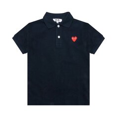 Детская футболка-поло с сердечками Comme des Garçons PLAY, цвет черный