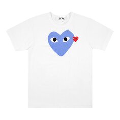 Футболка с логотипом Comme des Garçons PLAY Heart, цвет Белый/синий