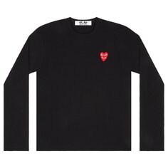 Футболка с длинными рукавами Comme des Garçons PLAY Double Heart, цвет Черный