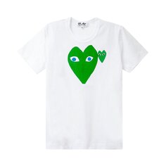 Футболка Comme des Garçons PLAY Blue Eyed Green Heart, цвет Белый