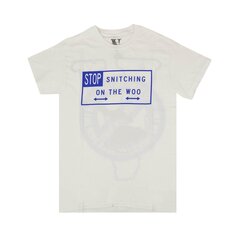 Футболка с короткими рукавами Vlone x Pop Smoke Stop Snitting, цвет Белый/Синий