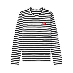 Полосатая футболка с длинными рукавами и логотипом Comme des Garçons PLAY Heart, цвет Черный/Белый