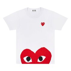 Футболка Comme des Garçons PLAY Heart Emblem, цвет Белый/Красный