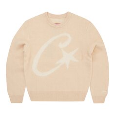 Вязаный свитер Corteiz C Star из мохера, кремовый