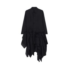 Yohji Yamamoto Платье с защипами по краю, Черное